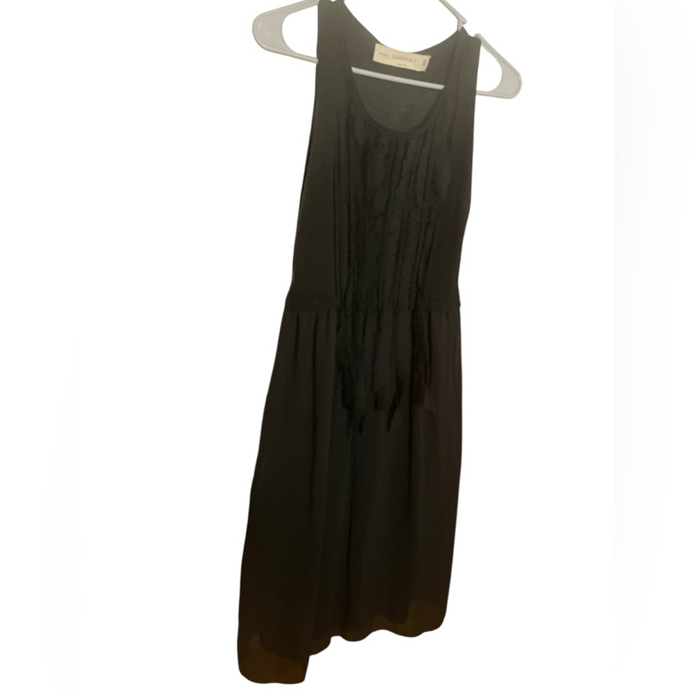 Zara Knit Black Ruffle Midi Dress Size Medium Whimsygoth Romantic Grunge - Picture 4 of 9